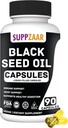 Aceite de semillas negras vegano 1000mg. Aceite de semilla de comino negro predestinado frío para inmune, estructura, piel " ingesta no transgénico, gluten " Gelatin libre - 45 piezas, 90 cápsulas llenas líquidas