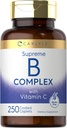Complejo de vitamina B y vitamina C ← 250 cápsulas ← Vegetariano, No GMO y Gluten suplemento libre