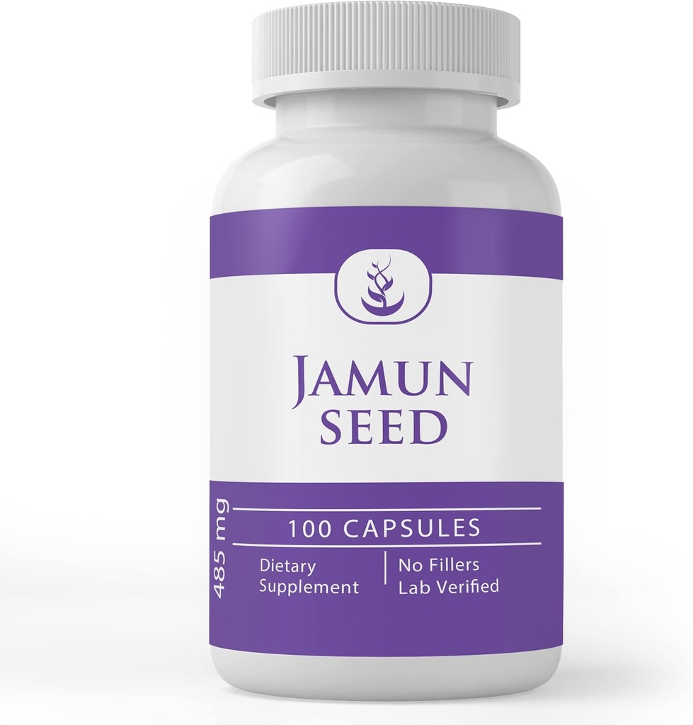 PURE ORIGINAL INGREDIENTES Jamun Seed Capsules (100 cápsulas) Siempre Puro, Sin aditivos o artillería, Lab Verified
