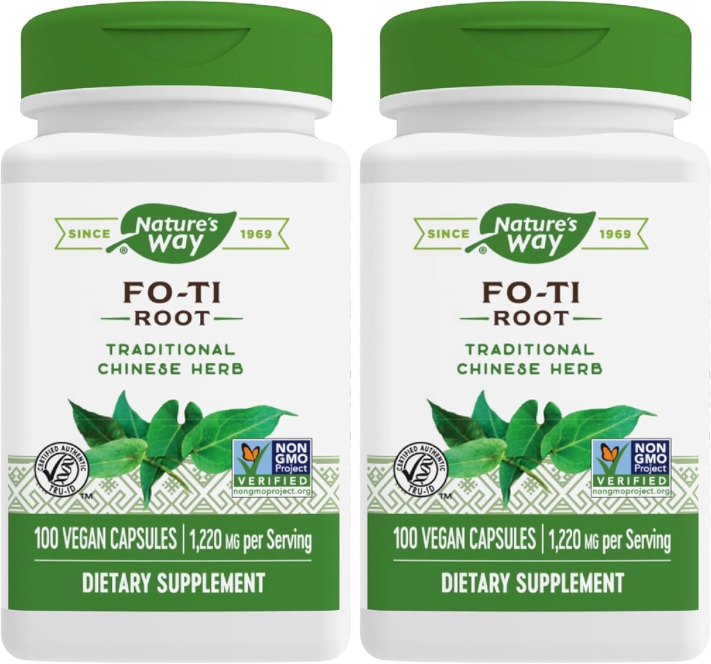 Manera de la naturaleza Fo-Ti Root, hierba china tradicional, 1,220 mg por ser, 100 cápsulas (Pack de 2)
