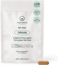 Adapt Naturals Organ Supplement, Bioavailable Grass Fed Beef Liver Capsules, Blend of Liver, Heart, Kidney, Pancreas " Spleen, Support Liver Cleanse Detox " Repair  durable Source of CoQ10-30 Days Supply