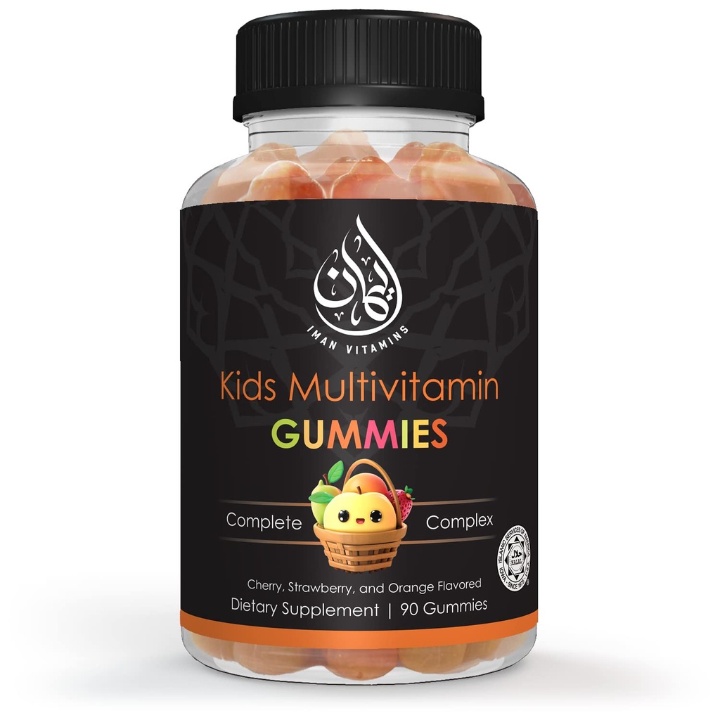 Halal Kids Multivitamin Gummies ← Vitamin C, D, Zinc, A, E, B6, B12, Biotin, Folate, Inositol ← Fortalecer el metabolismo, los huesos &amp; la inmunidad ← Vegetarian ← Gluten Free ← 90 Conde