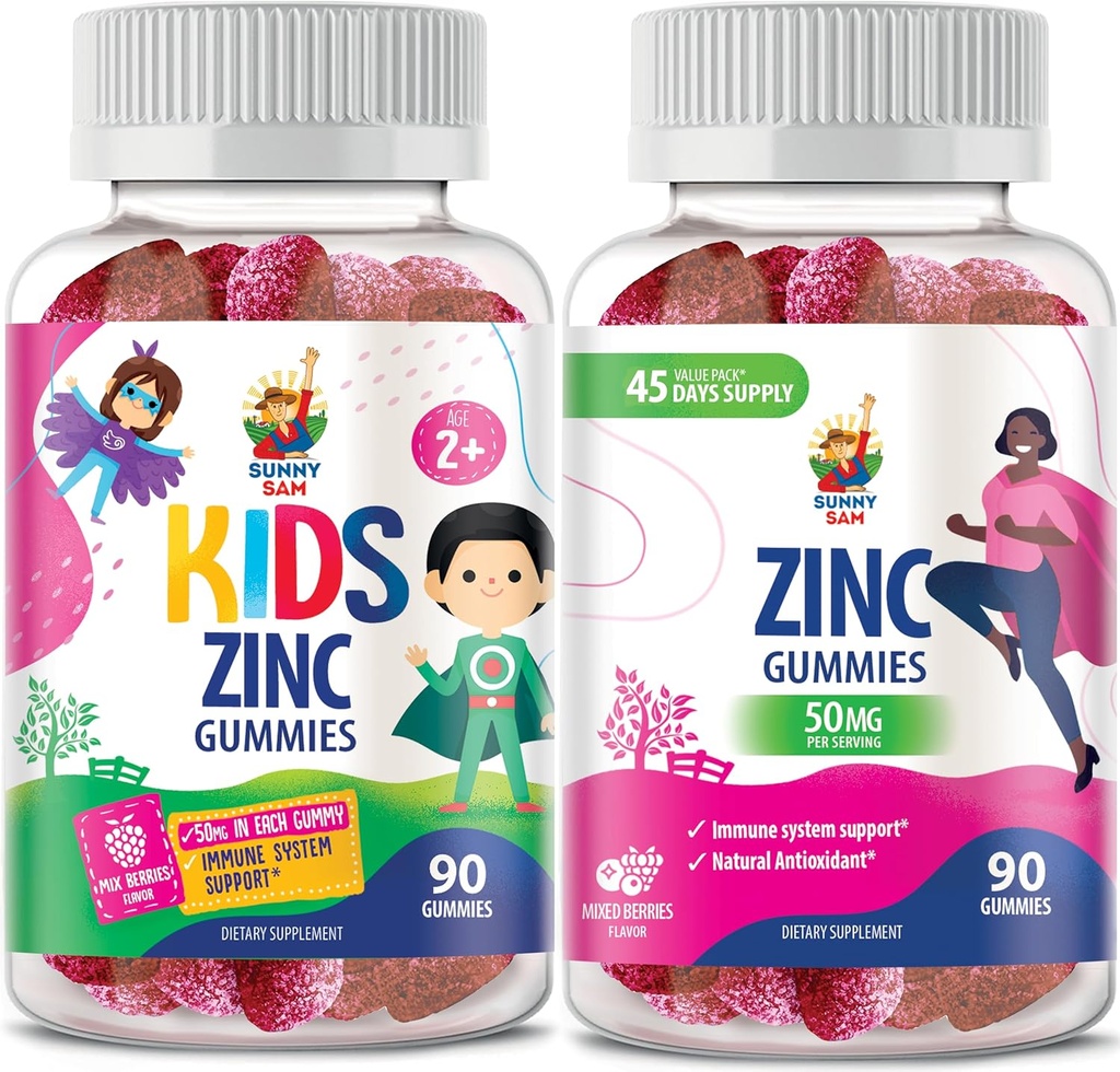 Zinc Gummies para adultos " Zinc Gummies para niños. Zinc Chewable Gummy for Immune Support - Potente Antioxidante natural No GMO Suplemento para niños Hombre Mujer Adultos