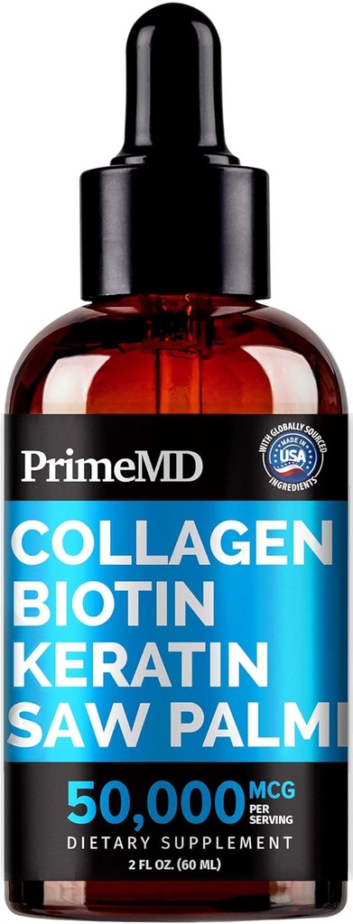 Peptides de colágeno líquido para mujeres - Complejo de suero con vitamina de biotina, proteína de queratina hidrolizada y Palmetto de sierra - Fórmula completa para el cabello, la piel y el bienestar de uñas - 2fl oz (Pack de 1)