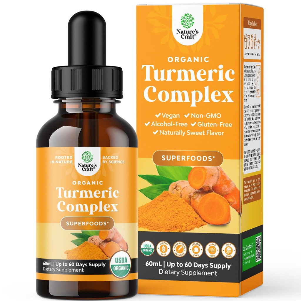 Orgánica Turmérica Líquidas para Adultos - Curcumina Turmérica con Pepper Negro, Extracto de Canela > Líquido para el dolor Conjunto, Movilidad & Inflamación - Gotas de Curcumin para Soporte Inmuno - 60ml (2oz)