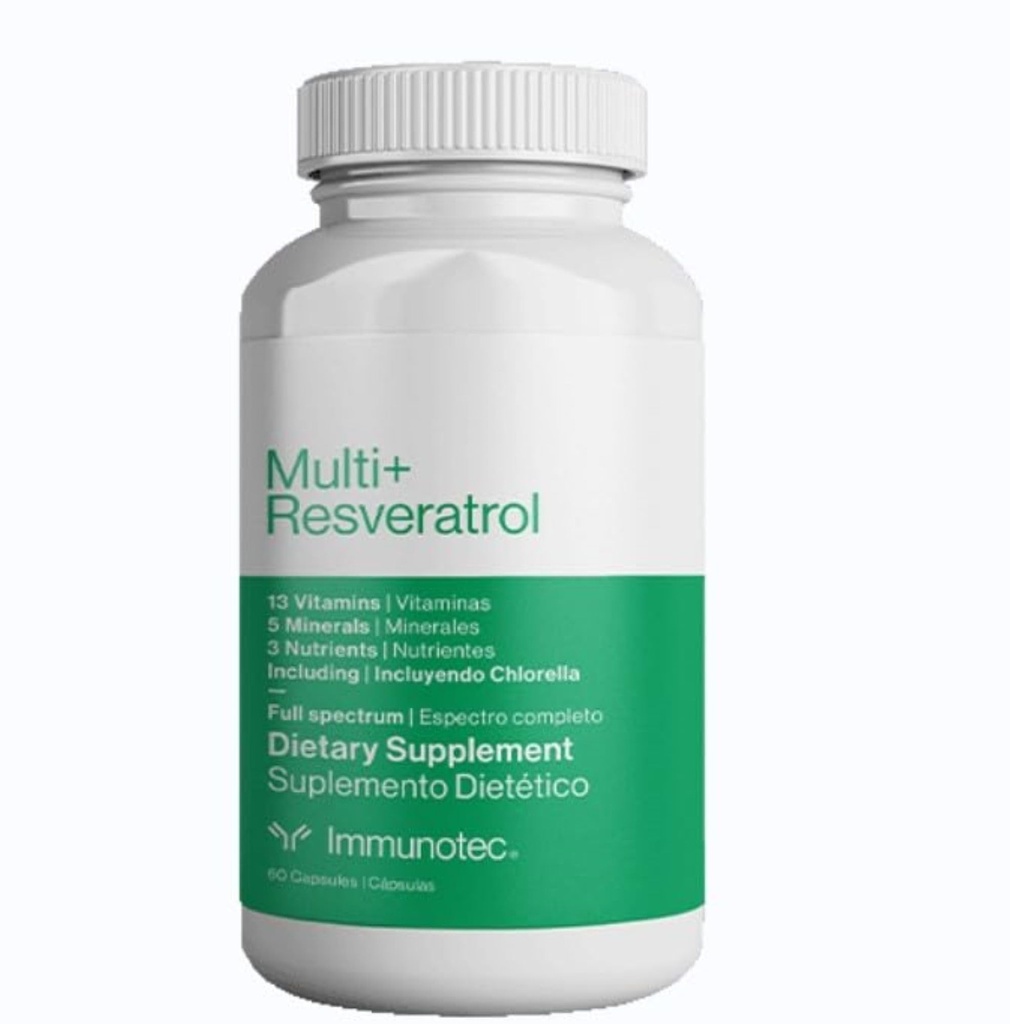 Inmunotec - Multi+ Resveratrol - Suplemento dietético espectro completo - 13 Vitaminas, 5 Minerales, 3 Nutrientes con Clorella