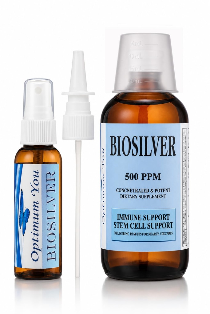 BIOSILVER TENIDO Colloidal Silver Liquid TENIDO 500 ppm, Extra Strength, 8 oz con Spray Bottle ANTE Immune & Stem Cell Support TEN Wound Care " Superior Healing