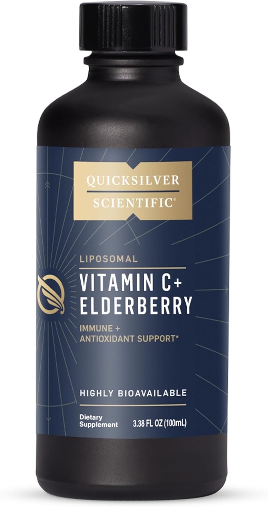 Quicksilver Scientific Liposomal Vitamina C + Elderberry - Vitamina Liposómica C 1000mg con Tecnología Superior de Absorción " Tocotrienols - Antioxidante " Tonic de Apoyo Inmunitario (100ml)