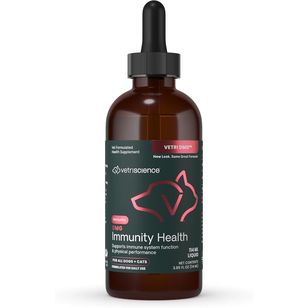 VETRISCIENCE DMG Immunity Health Easy-Dose Liquid, Vetri DMG Immune Support Supplement for Dogs and Cats, Hypoallergenic, Support Performance, Stamina, Immune Response, DMG (Dimetilglycine), 114 ml