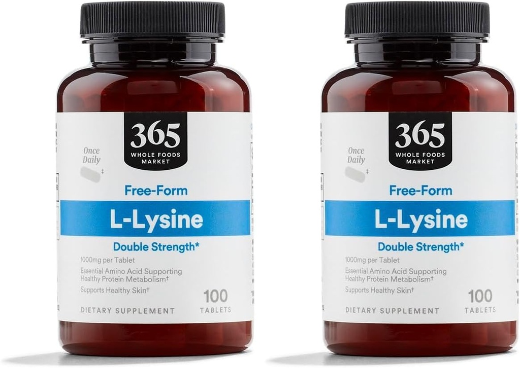 [BRSRAGT7CMDQACAV] Mercado completo de alimentos, L-Lysine doble fuerza, 100 ct (Pack de 2)