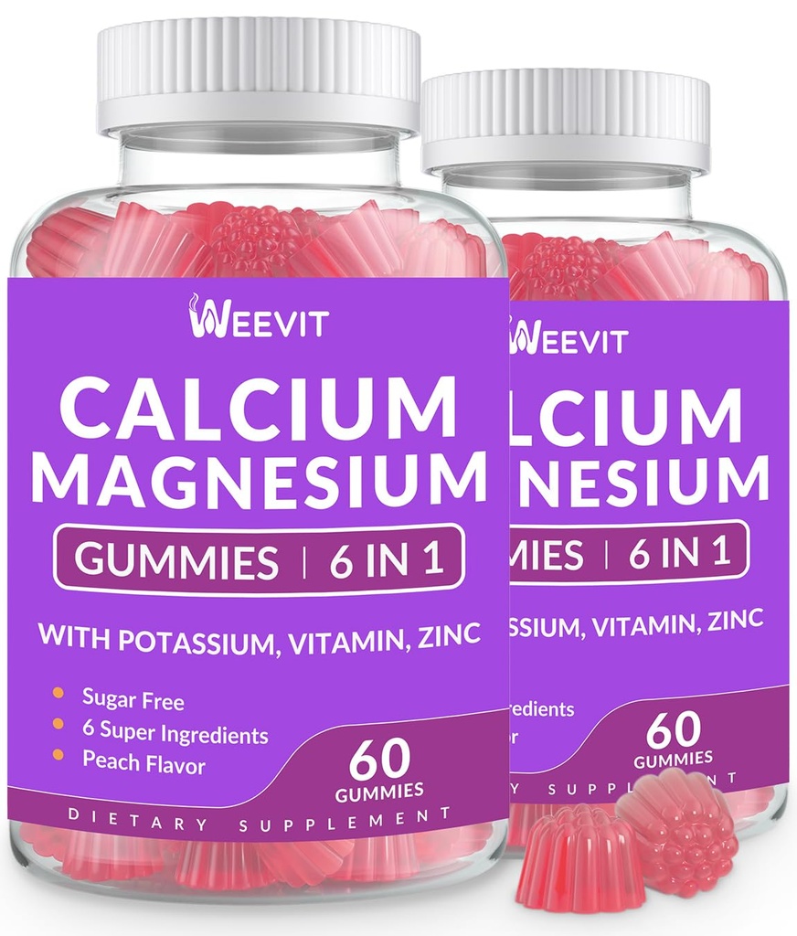 Azúcar Gummies de calcio gratis w/Vitamin D3 K2, Calcio Magnesio Zinc Gummies for Bone, Muscle & Immune, Algae CA Magnesium 2:1 Ratio Suplemento de calcio para hombres y mujeres - Vegan