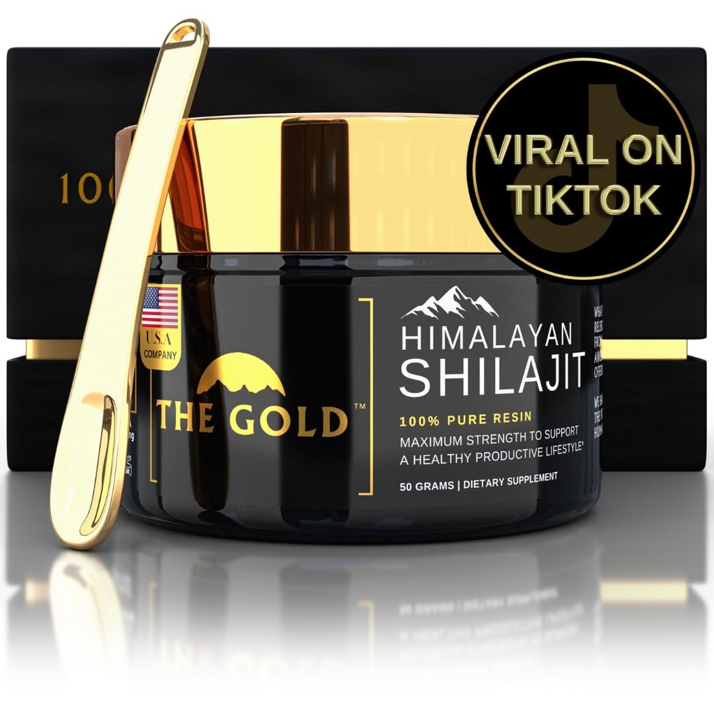 THE GOLD Shilajit Resin ← Shilajit Pure Himalayan Organic Shilajit for Men &amp; for Women Lab Test in USA Grade A+ All Natural Dietary Supplement with Fulvic Acid + Trace Minerals TEN 50 Grams 100 Servings