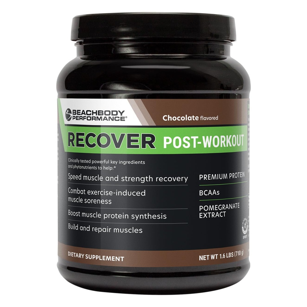 BODi Recover Post Workout Whey Protein Powder - Chocolate, 20 Servings | Supplement for muscle recovery, with 20g protein, BCAAs, Pomegranate Extract, Fast Recovery