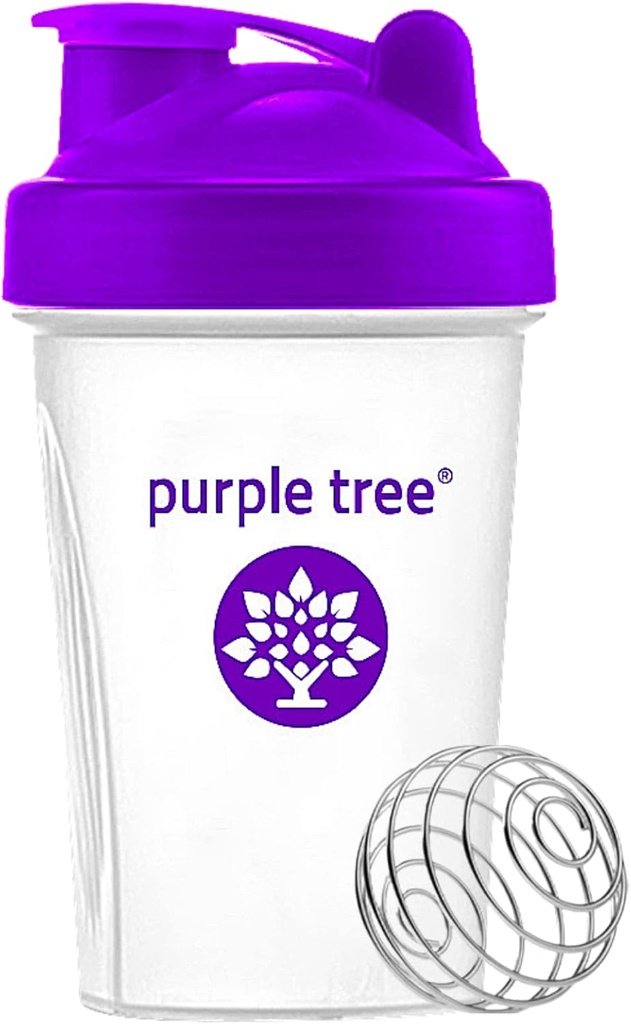árbol morado Protein Shake Bottle, Leak Proof Mixer Cup con bola de amortiguación de acero inoxidable  20 Oz Shaker Blender for Protein, Hydration &amp; Supplement Mixes