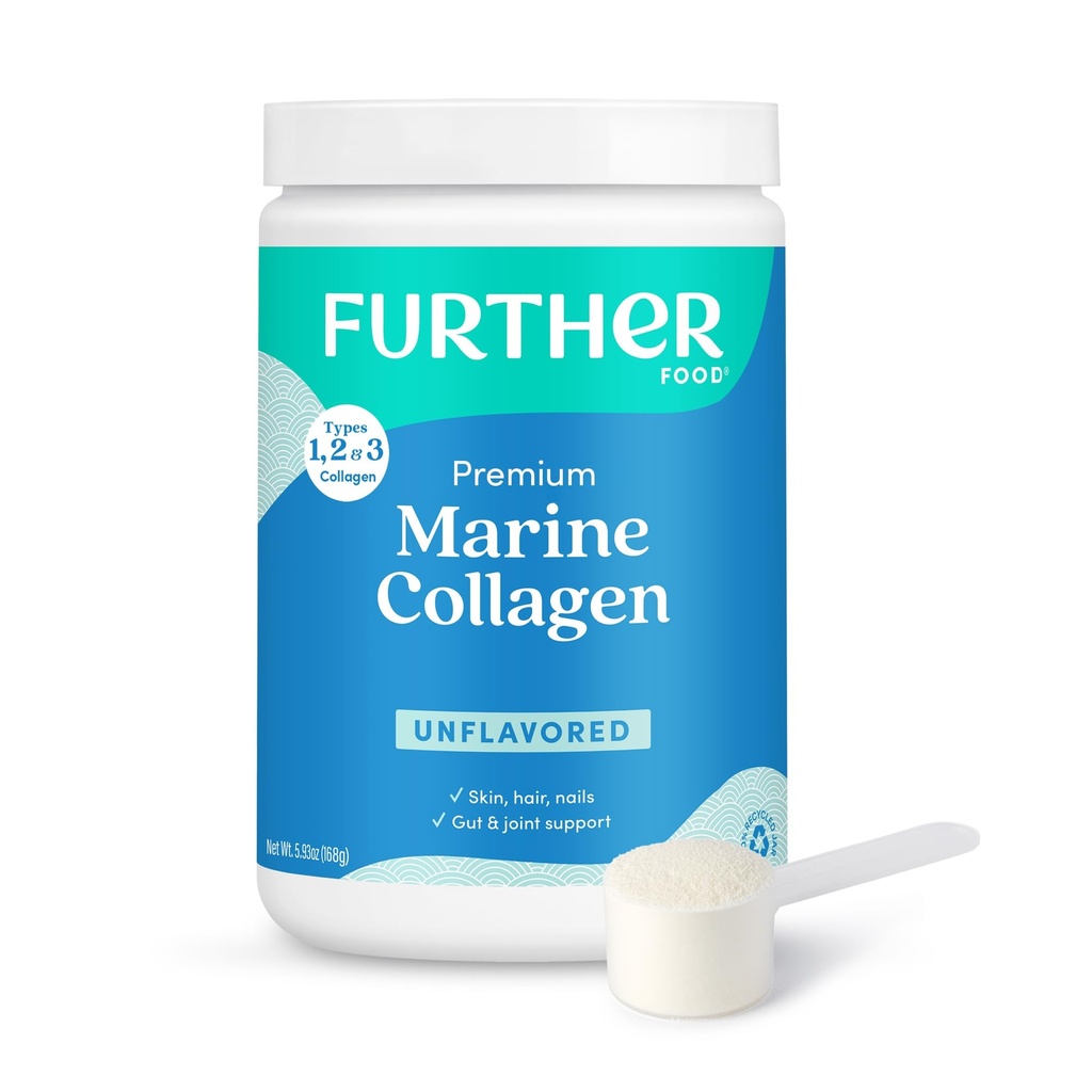 Péptidos de colágeno marino sin sabor, Pólvora de color silvestre, Pescado de origen sostenible, Tipo hidrolizado 1, 2 & 3, 12g Proteína, 5.93 Oz