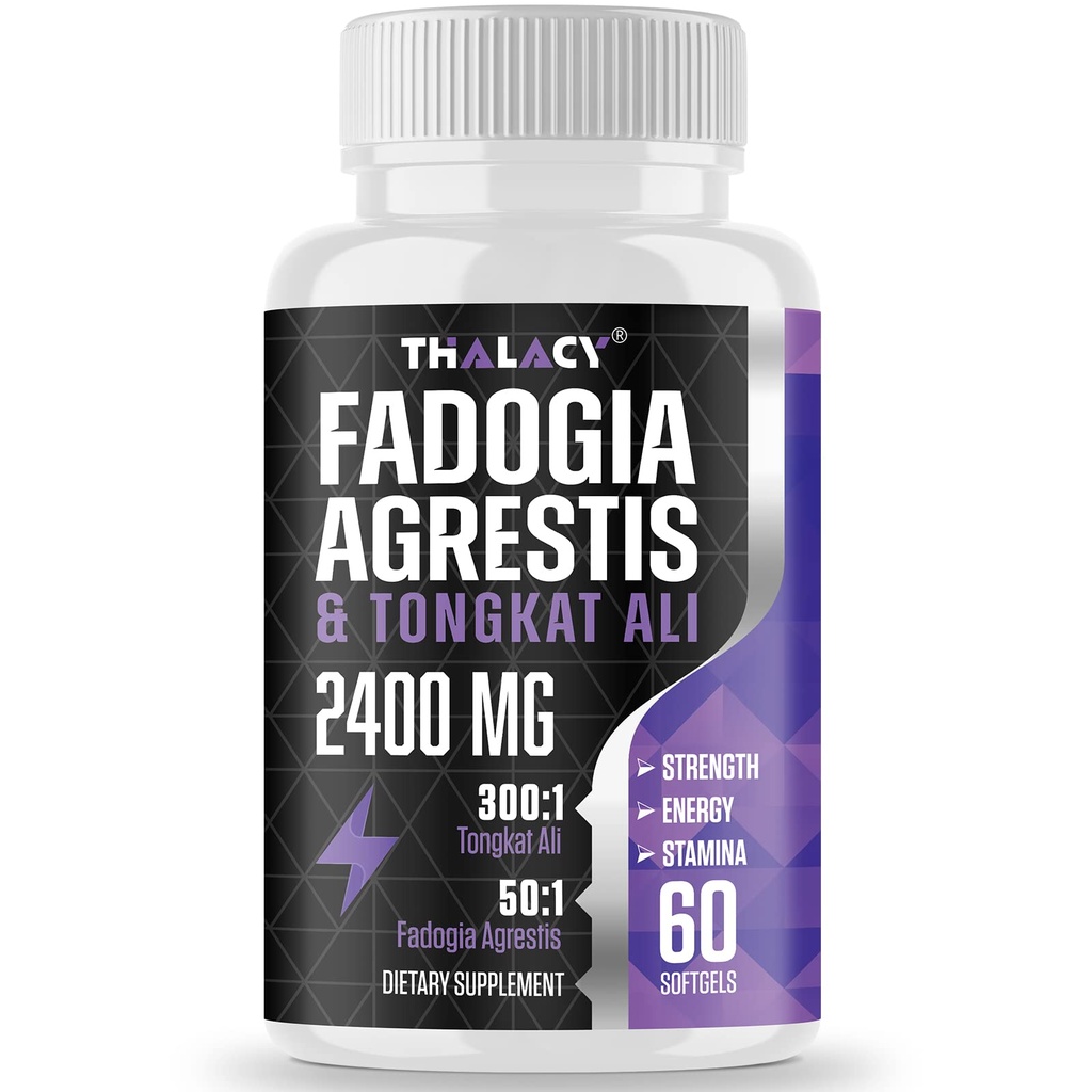 2400mg Fadogia Agrestis Tongkat Ali Suplemento - Fadogia Agrestis 1400mg > Tongkat Ali 1000mg Ultra Blend, máxima fuerza, masa muscular & rendimiento deportivo, 60 Softgels