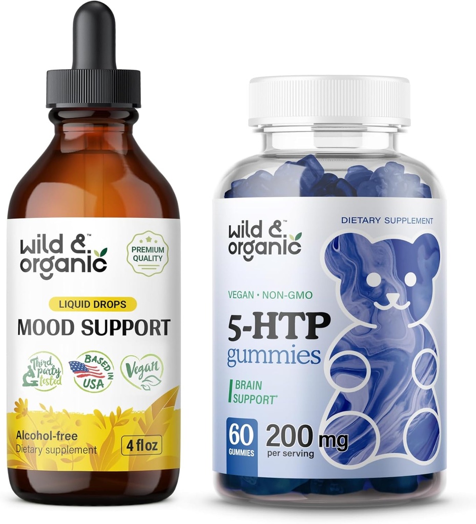 [BRSRAGI3DN5B4C37] Wild & Organic Mood Support Tincture 4 fl oz & 5-HTP Gummies