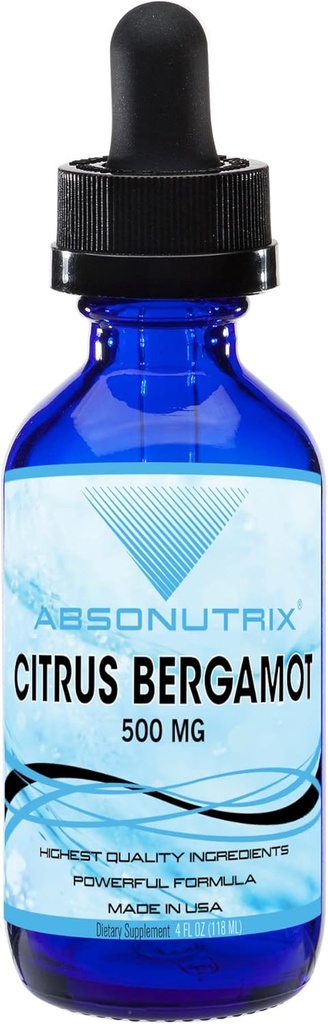 Absonutrix Citrus Bergamot Extracto 500 mg, 4 Fl Oz Bottle, 200 Potent Servings, Easy-to-Consume Liquid Drops, Quick Absorption, Gluten-Free, Third-Party Tested, GMP-Certified, Non-GMO, Made in USA