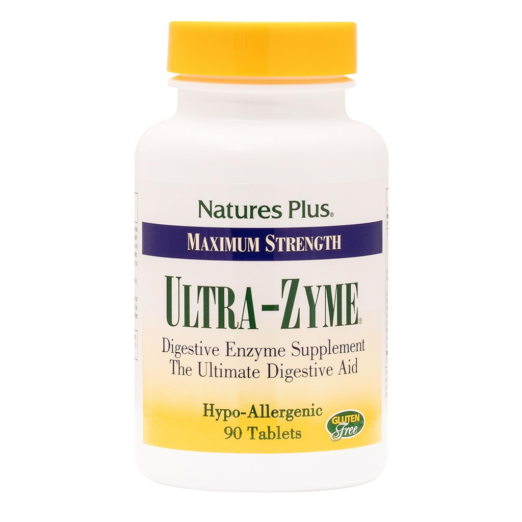 NaturesPlus Ultra-Zyme - 90 Tabletas - Suplemento Enzyme para apoyar la digestión saludable - Gluten Gratis - 45 Serviciones