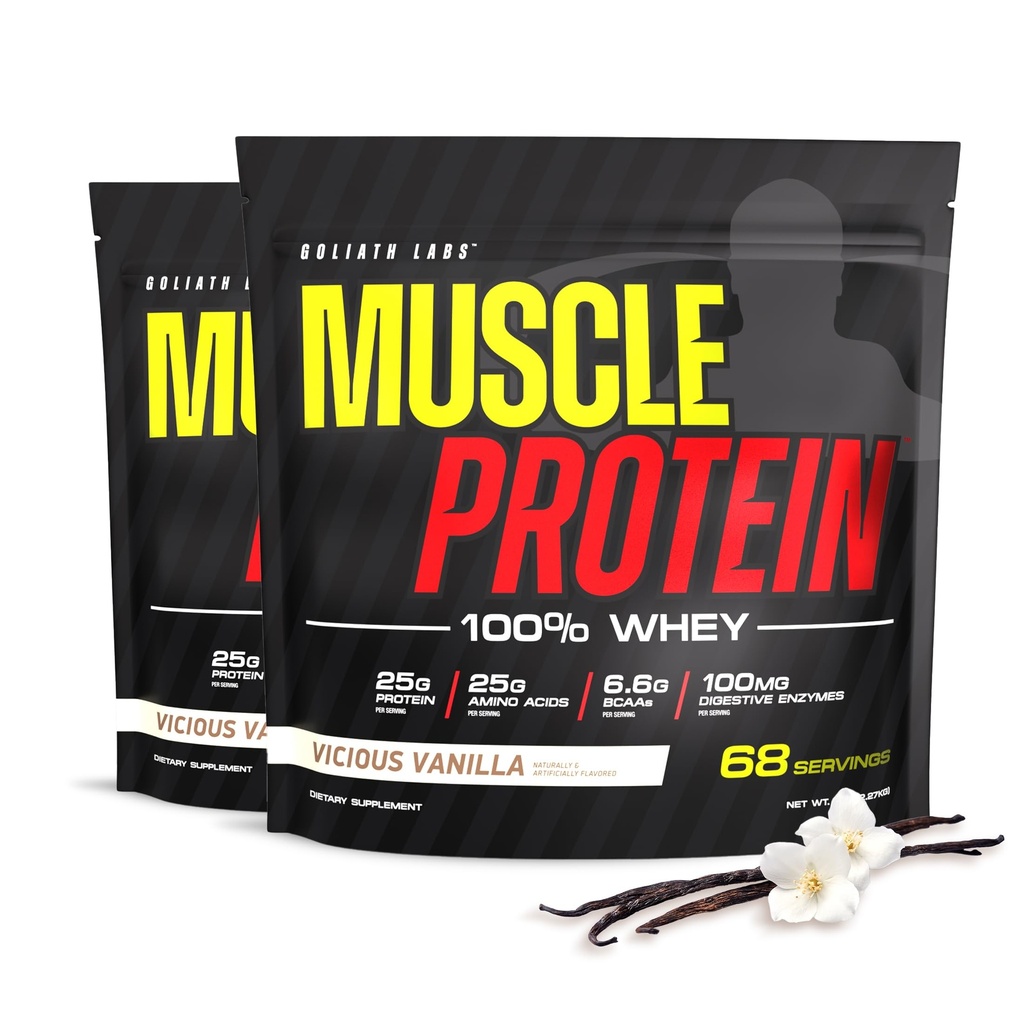 COLOSSAL LABS Muscle Whey Protein Flavored Protein Powder, 25,000mg Amino Acids/Serving, Cold Filtered(Packaging May Vary) (10 Pound (Pack of 2), Vanilla)