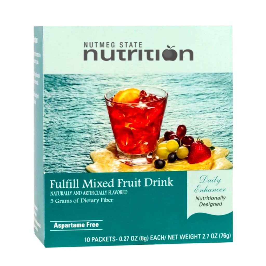 Nutmeg State Nutrition – Fulfill High Fiber Drink Mix, Low Calorie, Fat Free, Sugar Free, Naturally Flavored, Ideal Protein Compatible, Aspartame Gratis, 10 Servings Por Box (Mixed Fruit)