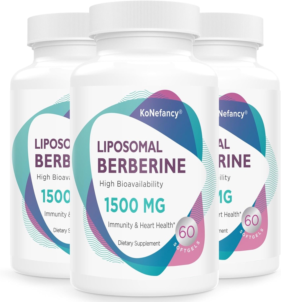 Berberine HCL Suplemento 1500mg - alta biodisponibilidad Liposomal Berberine Capsules for Women and Men, AMPK Activator for Cardiovascular Health, Sugar-Free, Non-GMO,180 Softgels