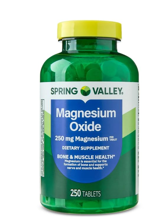 Spring Valley, Magnesium 250 mg, 250 contadores de tabletas, Bone &amp; Muscle Health, Magnesium Tablets, Dietary Supplement +Sticker Dri Store