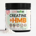 LIVEGOOD Cretina + HMB Polvo, Monohidrato de Creatina Ecológica Desarrollado para Fuerza, Recuperación, Función cerebral & Crecimiento muscular, Suplemento HMB, Construido en Ingredientes Limpios – 30 Servimientos