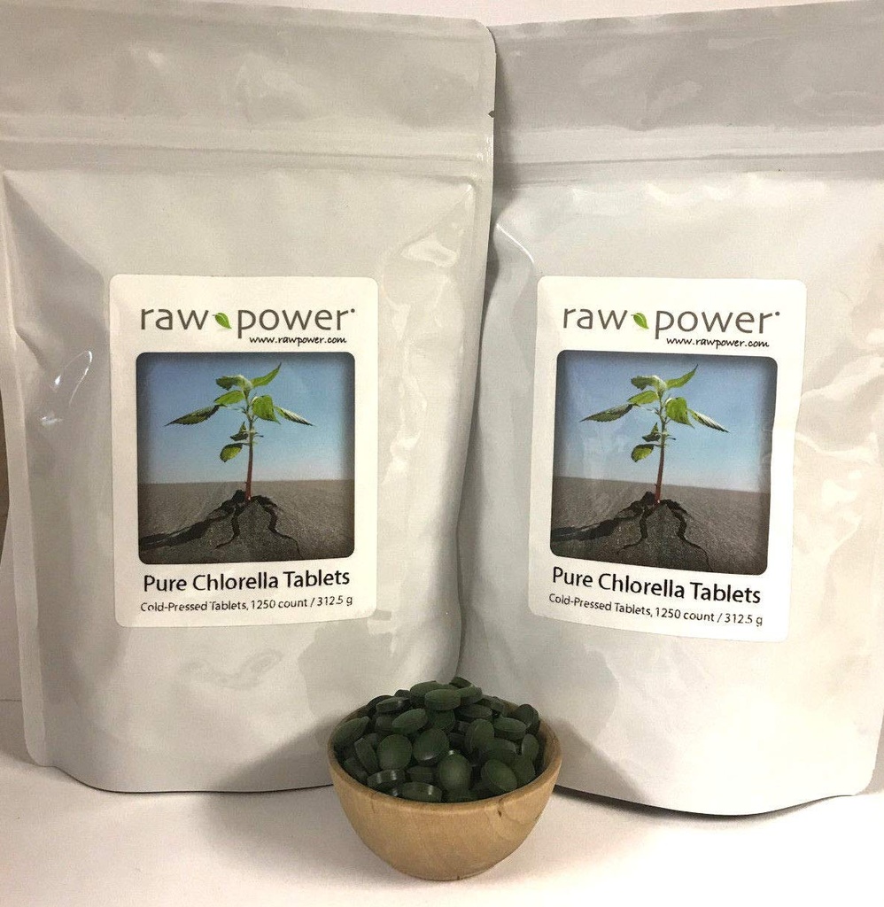 Raw Power Chlorella Tablets (2500 Conde, 625g), Cold-Presed, 100% crudo y puro, de Orgánicos