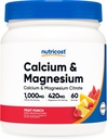 Nutricost Calcium Magnesium Powder (Fruit Punch, 60 Servings) - Bone Support, Non-GMO, Gluten Free (de Calcium Citrate y Magnesium Citrate)