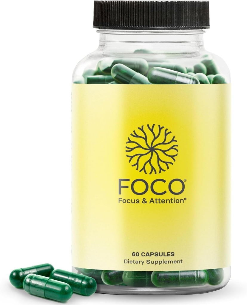 Piensa en FOCO Cápsulas (13+) Suplemento Natural Focus para Adultos Adolescentes - Nootropic Cerebro para Concentración, Memoria, Claridad Mental, Vitaminas Cognitivas - Suplementos de Atención - 60 Cápsulas