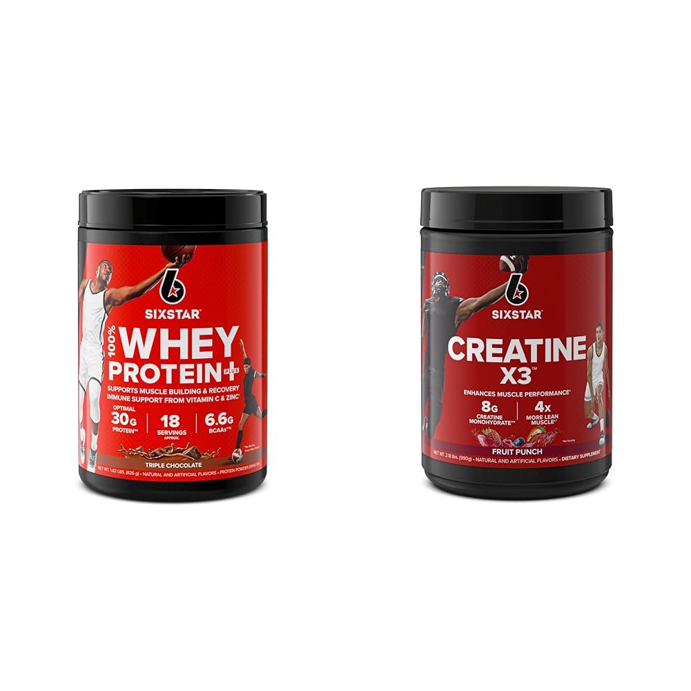 Serie Elite de 6 estrellas 100% Whey Protein Plus Triple Chocolate 1.8lbs US &amp; Creatine Powder Creatine X3 ← Creatine HCl + Creatine Monohydrate Powder