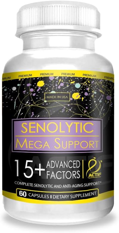ACTIF Apoyo senolítico con 15+ Factores avanzados – No GMO, Activo rápido, Made in USA, 60 Cuenta