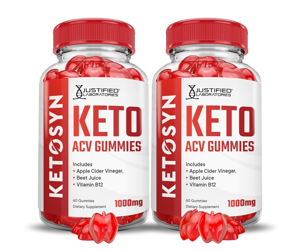 (2 Pack) Ketosyn Keto ACV Gummies Advanced Formula 1000MG Ketosyn Keto Gummies Apple Sider Vinegar Formulado con Pomegranate Beet Juice Powder B12 Vegan Non GMO 120 Gummys