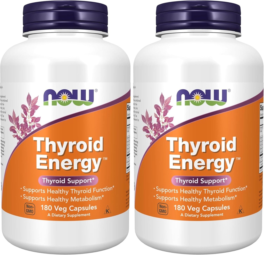 AHORA Suplementos, Thyroid EnergyTM, Iodine y Tyrosine Plus Selenium, Zinc y Copper, 180 Veg Capsules (Pack of 2)