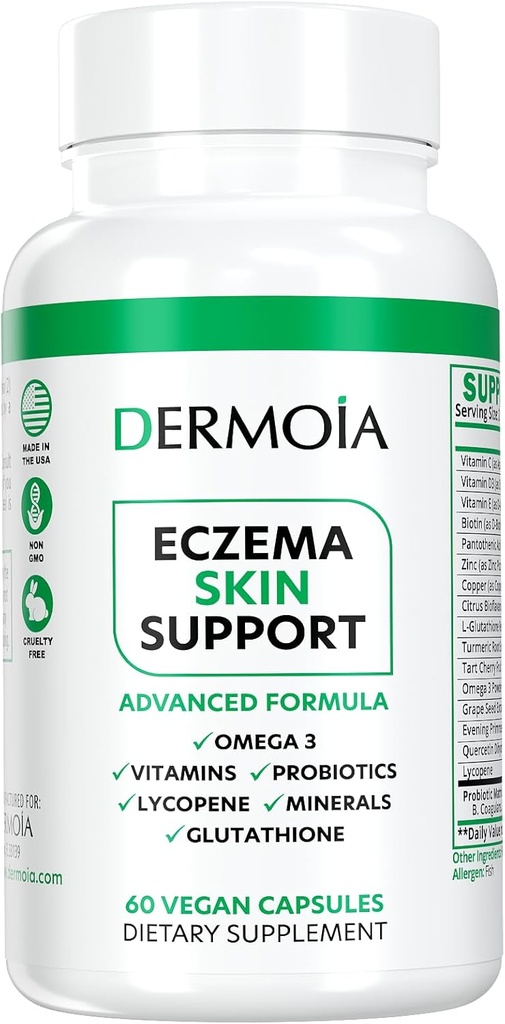 Suplementos de Eczema - Píldoras de Eczema Dyshidrotic Fórmuladas para Adultos - Proporcionando Eczema Relief, Enfocando la Intervención de Eczema, Esquía Seca Irritada y Mejorada con Suplementos de Psoriasis
