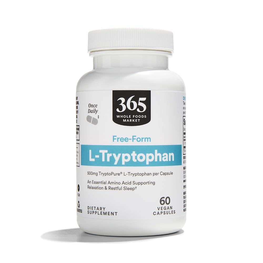 365 por Whole Foods Market, Free-Form L-Tryptophan 500mg, Vegan, 60 cápsulas
