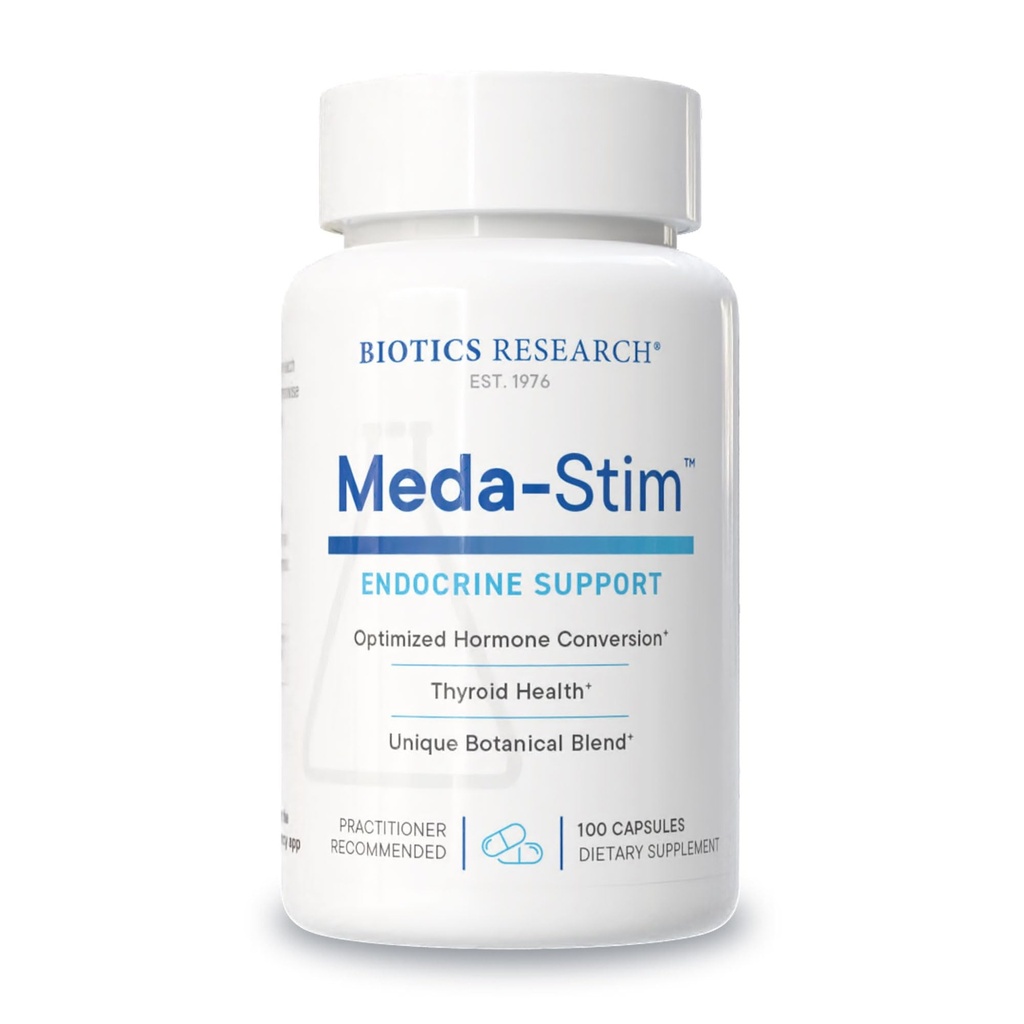 Biotics Research Meda Stim Support Función endocrina, Soporte nutricional para la glándula tiroides, T3, T4, Niveles de tiroxina, Salud metabólica, Contiene Iodo, Selenio, Magnesio, 100 cápsulas