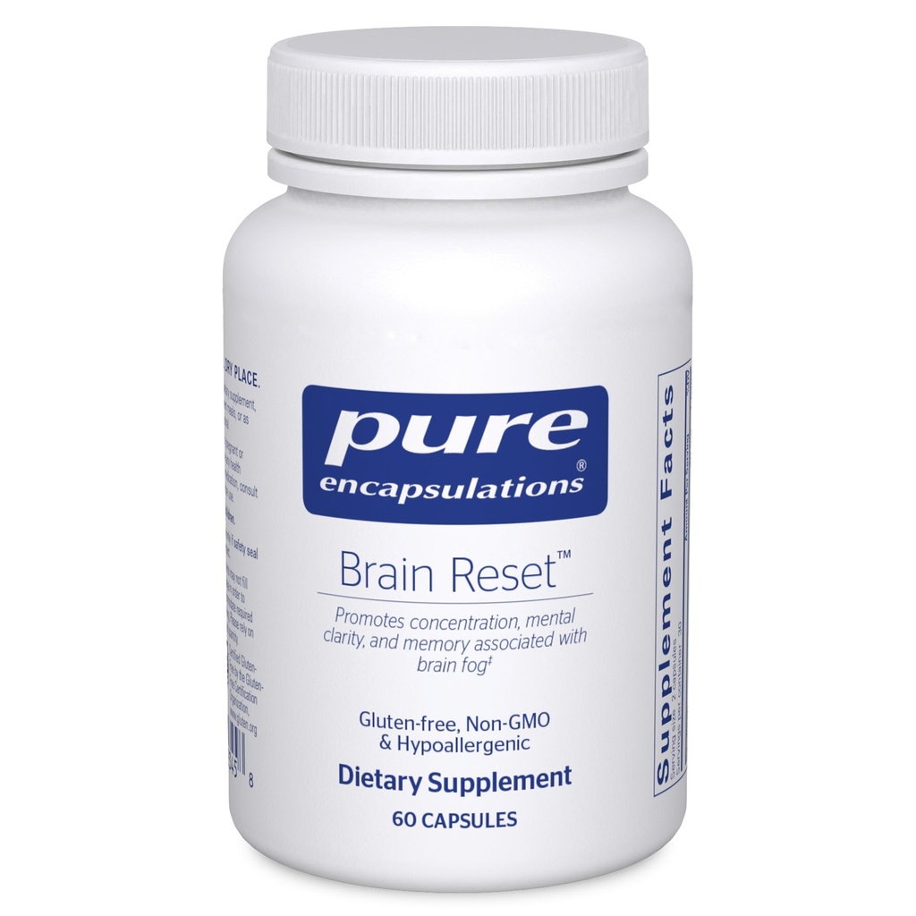 Encapsulaciones puras Cerebro Reiniciar Silencioso apoya la concentración, la claridad y la memoria asociadas con Brain Fog TEN 60 cápsulas*