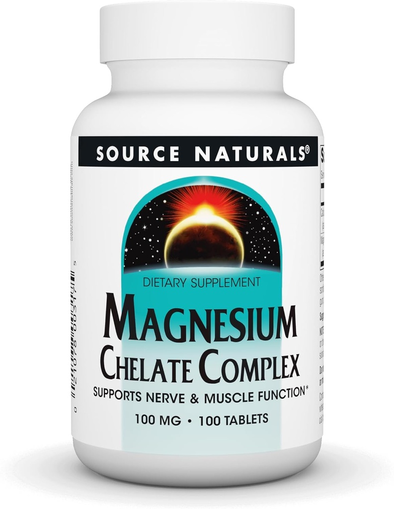 Fuente Naturals Complejo de Alambrado de Magnesio, soporta función del músculo Nerve*, 100 mg -100 tabletas