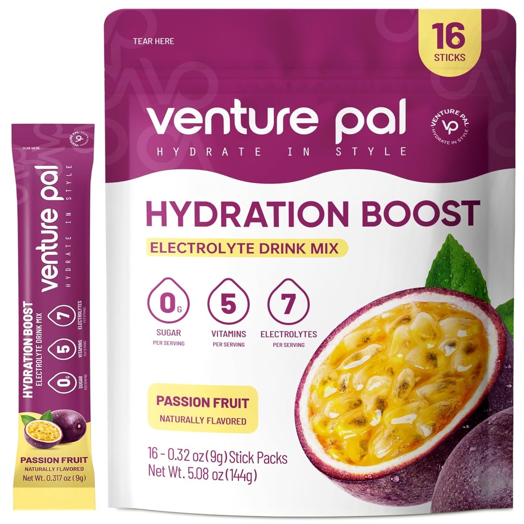 Venture Pal Sugar Free Electrolyte Powder Packets - Liquid Daily IV Drink Mix for Rapid Hydration " Party Recovery TEN 5 Vitaminas " 7 Electrolytes permanentes Keto Friendly ← Non-GMO Silencio Certified Vegan tención 16 Sticks