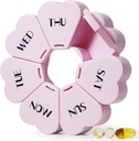 MOLN HYMY gran organizador semanal de píldoras, caja de plumas de niña 7 días, púrpura de vitaminas diarias rosas para aceite de pescado/medicina/Suplementos