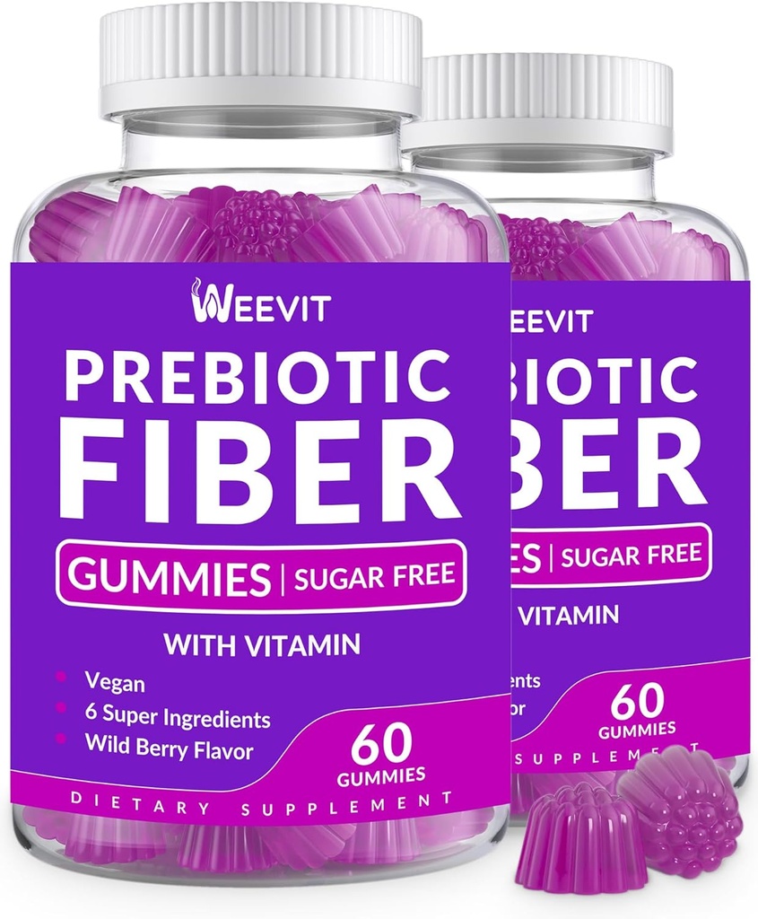Gummies de fibra prebiótica para adultos - Cero Azúcar Añadido- 8g Suplemento de fibra con Blend digestivo prebiótico para Fulfill, Metabolismo, Gut & Digestivo