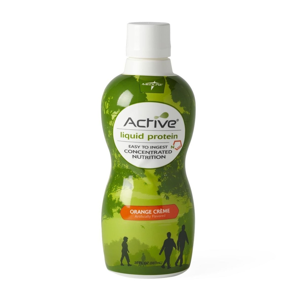 Medline Active Liquid Protein Suplemento Nutricional, Orange Cream, High Protein Boost, 32 oz. Botella, Pack de 4
