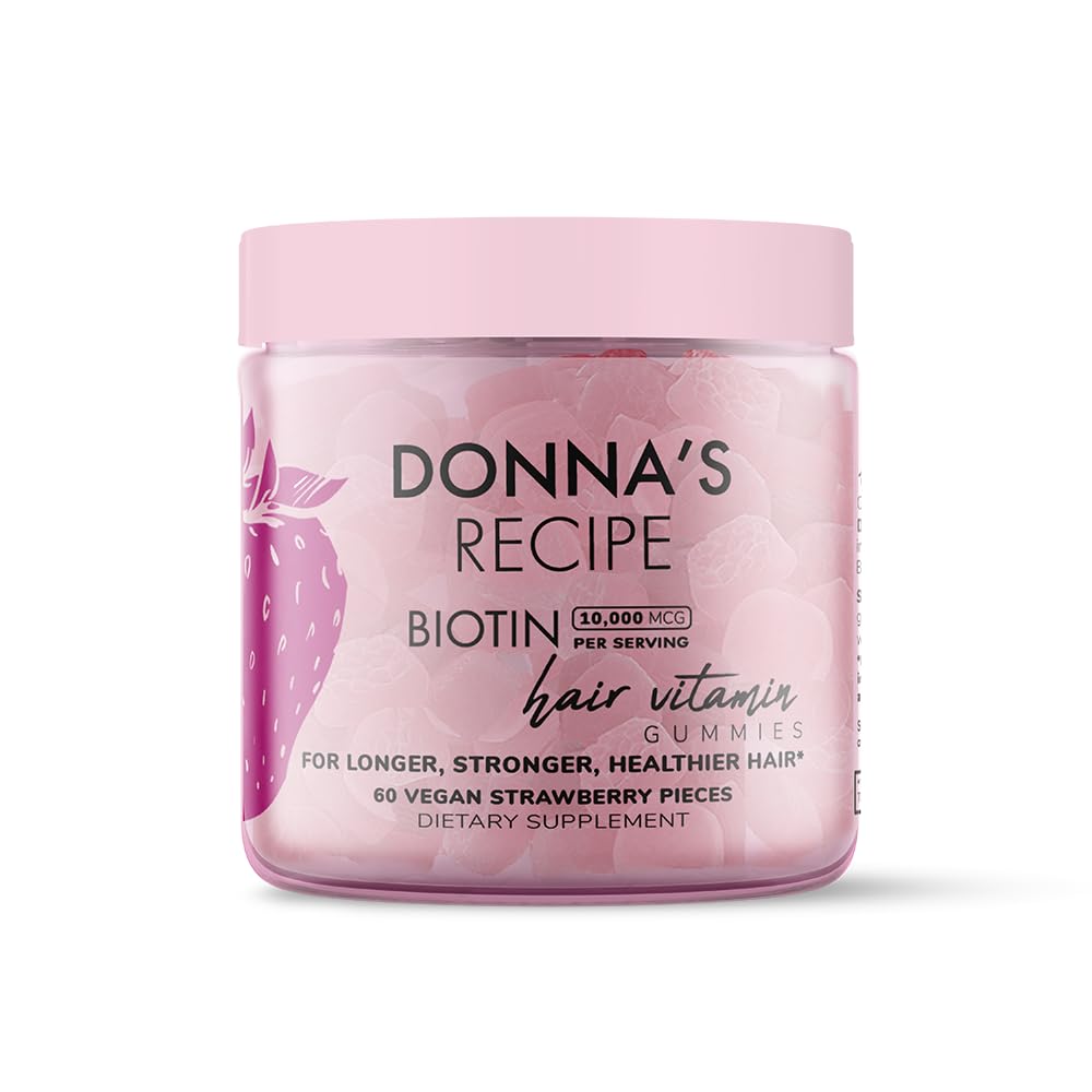 Receta de Donna por Tabitha Brown ANTE Vegan Strawberry Biotin Hair, Skin & Nails Gummies – 10,000 mcg Biotin, Clean, Non-GMO, Gluten-Free, 60 Gummies
