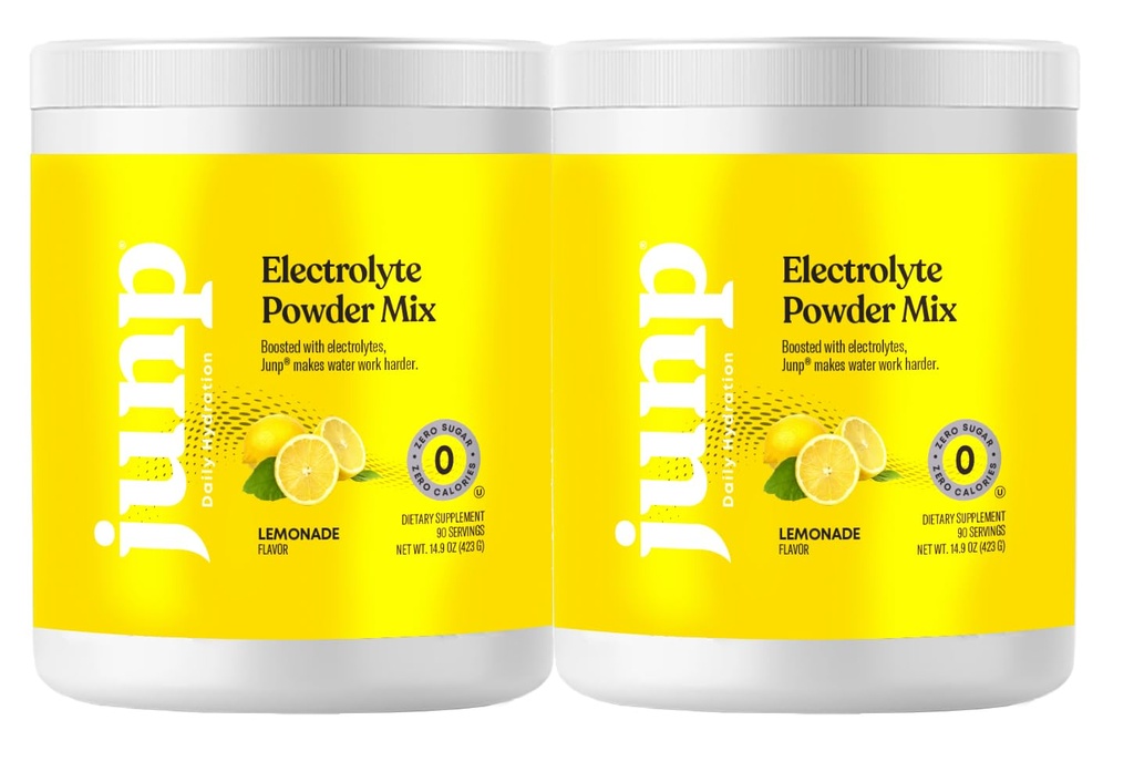 JUNP Electrolytes Powder No Sugar No Carbs – Fresco Limonada Mezcla de Bebida - Potasio " Sal Electrolyte Hidration Powder Zero Calorie Sugar Free Electrolyte Powder, Keto Friendly, 180 Servings