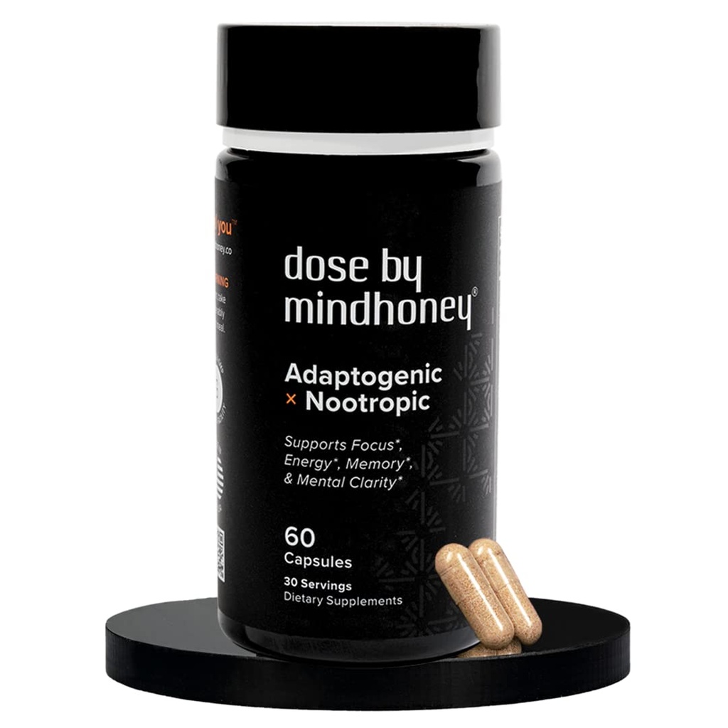 MINDHONEY TENIDO DOSE 60 Conde, Premium All-in-One Nootropic Brain Supplement TEN Focus, Mood, Energy, " Memory TEN Funal Mushrooms " Adaptogens - Lion’s Mane, Ashwagandha, L-Theanine, Bacopa, " Vitaminas