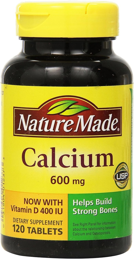 Nature Made Calcium 600 mg con vitamina D3 para Immune Support, Tablets, 60 Cuenta, ayuda a apoyar Bone Strength (Pack of 3)