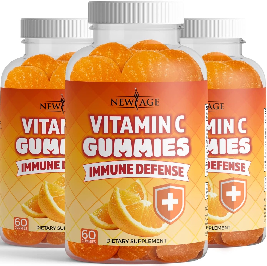 NEW AGE Gummies de vitamina C Naranja Vitamina C Gummy - Soporta Sistema Inmunitario Saludable - Vegetariano Sin Gluten (180 Gummies)