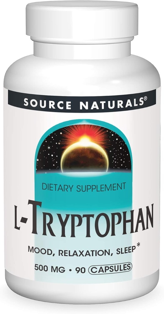 Fuente Naturales L-Tryptofan, para Mood, Relax y Dormir*, 500mg - 90 cápsulas
